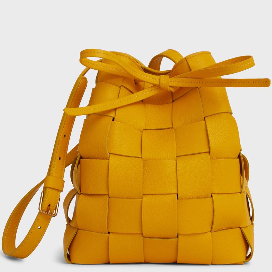 Women\'s Mansur Gavriel Upcycled Woven Mini Bucket Bags Gold | AU 2946DJ